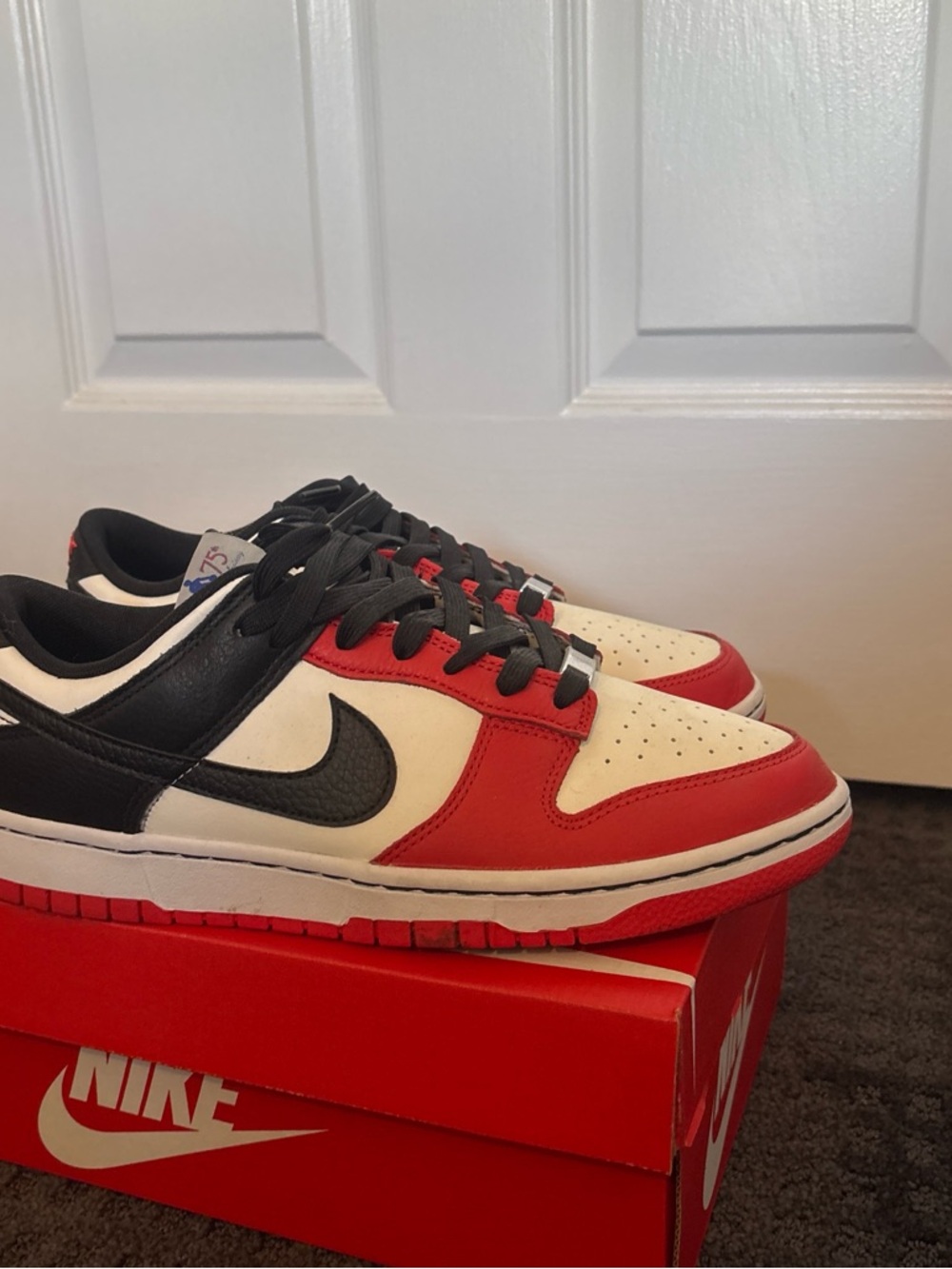 Nike Low-Top Retro EMB Sneakers - White, Red, Black with Original Box